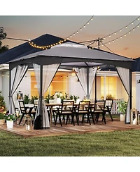 Slickblue 10 X 12 Ft Patio Gazebo with Netting Walls 4 Sandbags.