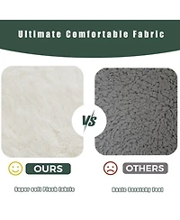 Rainsken Plush Human Dog Bed with 5-Position Adjustable Backrest, Foldable Lazy Sofa Floor Chair with Pillow for Living Room and Bedroom