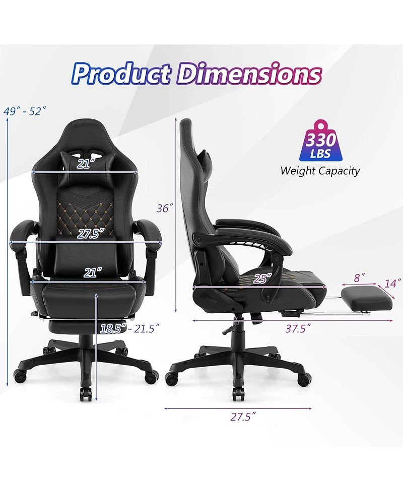 Sugift Ergonomic Video Game Computer Chair with Headrest and Lumbar Pillow