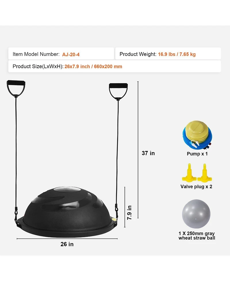 Mecale Half Balance Ball Trainer 1500 lbs with Pump for Home Gym