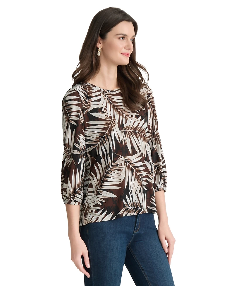 Jones New York Women's Printed Crewneck Top