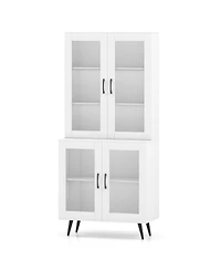 Gouun Tall Kitchen Pantry Cabinet with 4 Transparent Doors