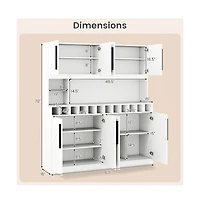 Gouun 70 in Farmhouse Pantry Cabinet Kitchen Buffet Hutch with 4 Cabinets
