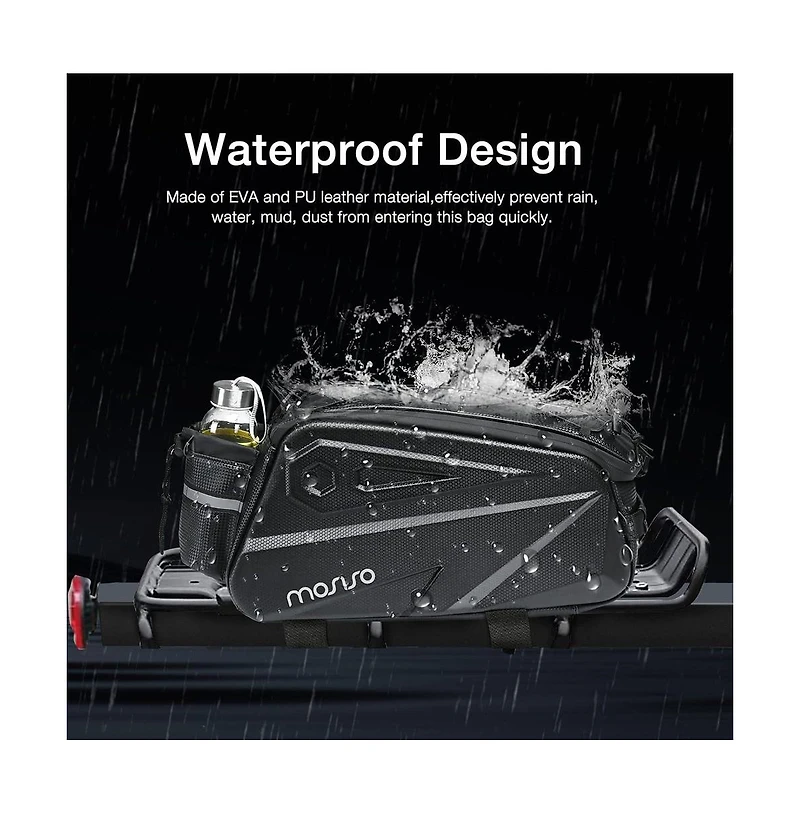 Aoligeijs Bike Rear Rack Bag 14L Waterproof Trunk with Shoulder Strap, Eva Cycling Storage Pouch for Commuting, Travel and Outdoor Use