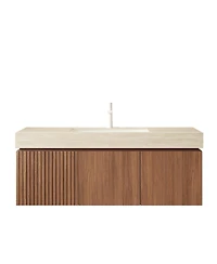 Sillysis Modern Floating Bathroom Vanity with Sintered Stone Top, Undermount Sink, Soft Close Drawer and Ample Storage