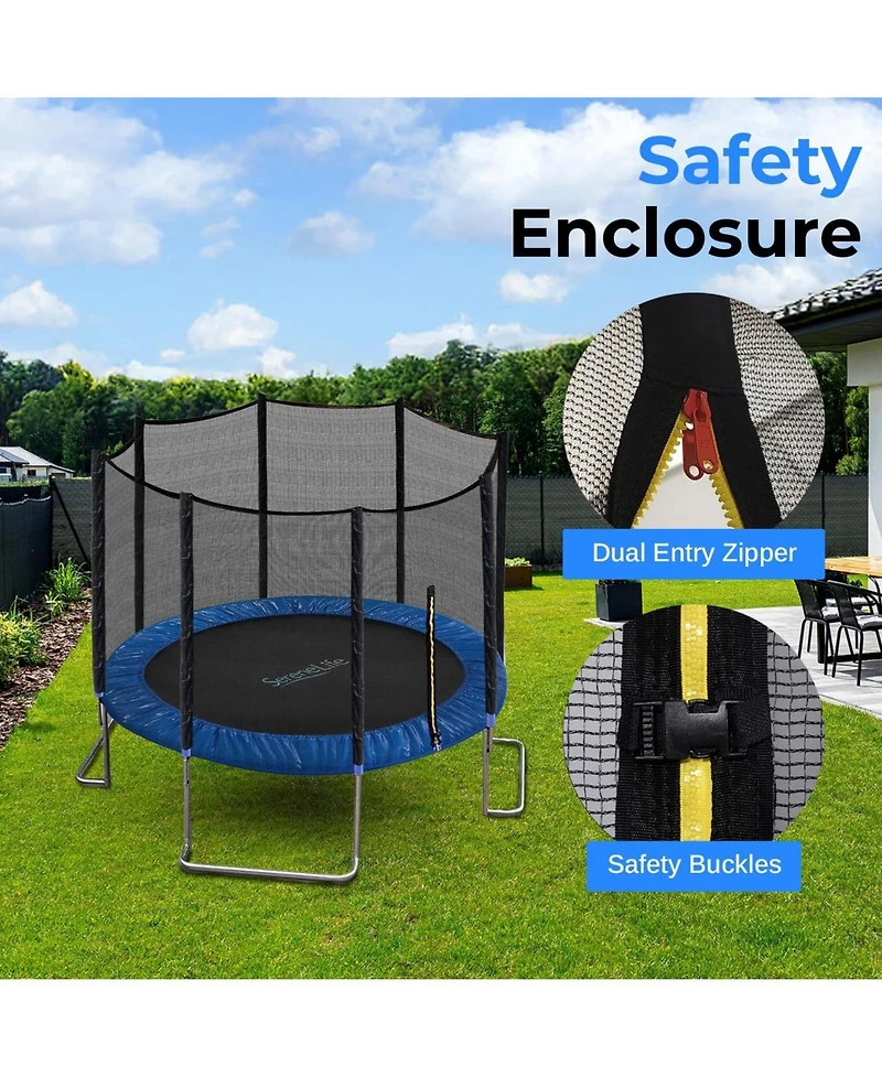 SereneLife Outdoor Trampoline with Enclosure & Ladder - 8FT/10FT/12FT/14FT Heavy-Duty Anti-Rust, Astm Approved for Kids & Adults