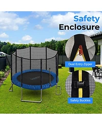 SereneLife Outdoor Trampoline with Enclosure & Ladder - 8FT/10FT/12FT/14FT Heavy-Duty Anti-Rust, Astm Approved for Kids & Adults