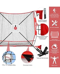 Aoligeijs Baseball Softball Practice Net,Pitching Net,Batting Net,with Baseball Tee,Bonus Strike Zone,Target and Bow Frame,for Hitting,Pitching