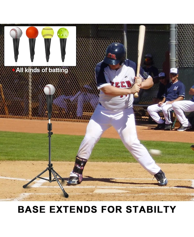 Aoligeijs Baseball Tee Batting Tee Softball Tee Portable Travel Hitting Tee,Easy Adjustable Height,Stable Tripod Stand