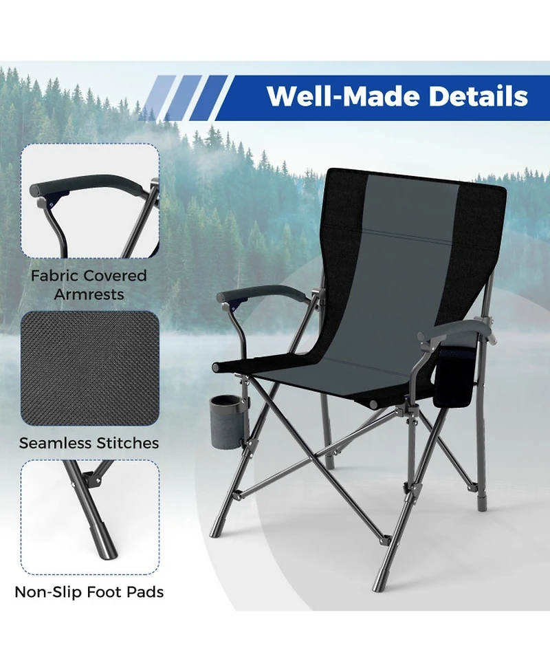 Gouun Folding Camping Chair with Cup Holder and Side Pocket
