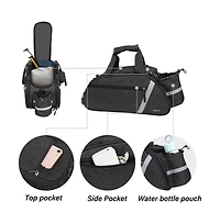 Aoligeijs Bike Rack Bag Waterproof Bicycle Trunk Bag Rear Seat Pannier with Shoulder Strap Reflective Cycling Storage for Commuting Travel
