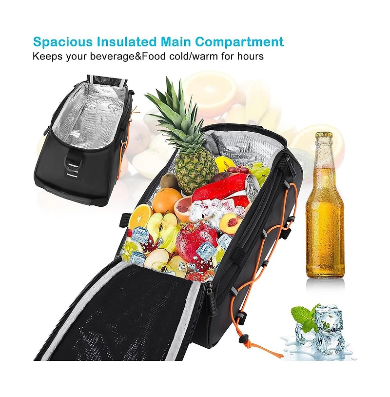 Aoligeijs Bike Rack Bag with Removable Panniers Insulated Waterproof Bicycle Trunk Cooler Storage Rear Seat Cargo for Commuting Travel Camping