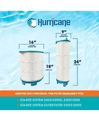 Hurricane Hf-str-set Advanced Pool Filter Cartridge Inner Outer 21 Inch Set