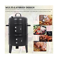 Artudatech Detachable Vertical Charcoal Smoker - Portable Bbq Grill with Thermometer and Adjustable Air Vent