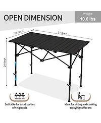 Gnuadz Camping Table Roll Up Fold Adjustable Height Aluminum Portable Camping Outdoor Recreation Gear