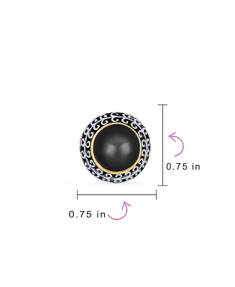 Bling Jewelry Balinese Button Style Clip-On Earrings Simulated Pearl and Natural Stones