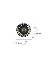 Bling Jewelry Balinese Button Style Clip-On Earrings Simulated Pearl and Natural Stones