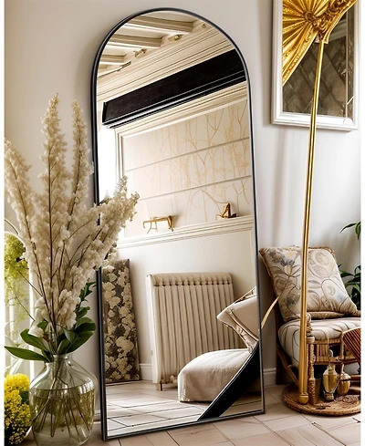 Antok Full Length Mirror, 64"x21" Floor Mirror, Arch Floor Standing Mirror Freestanding Arch Full Body with Stand for Bedroom, Hanging Mount