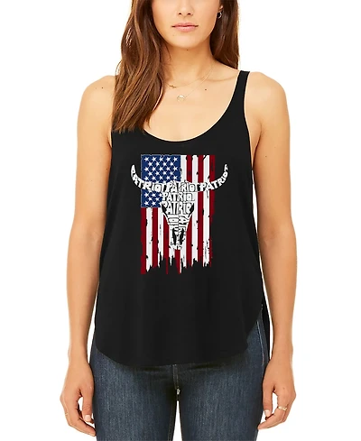 La Pop Art Women's Patriot Flag Premium Word Flowy Tank Top