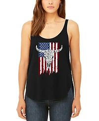 La Pop Art Women's Patriot Flag Premium Word Flowy Tank Top