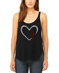 La Pop Art Women's Blessed Heart Premium Word Flowy Tank Top