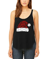 La Pop Art Women's Paw Print Santa Hat Premium Word Flowy Tank Top