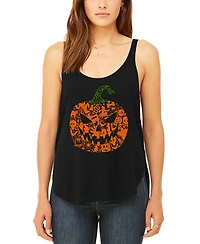 La Pop Art Women's Halloween Pumpkin Premium Word Flowy Tank Top