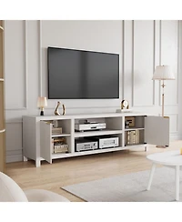 gaomon Fluted Tv Stand for 75plus Inch, Modern Entertainment Center with 2-Tier Storage & Adjustable Shelves, Media Console Cabinet