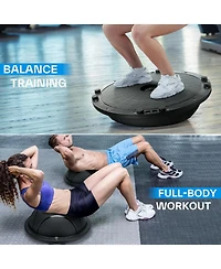 Sportneer Half Balance Ball Inflatable with Resistance Bands Pump Non Slip for Stability Core Physical Therapy Home Gym