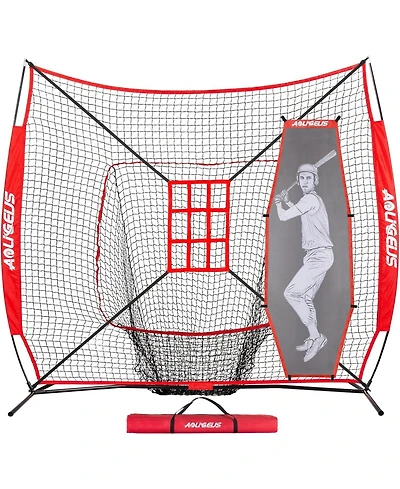 Aoligeijs Baseball Softball Practice Net,Pitching Net,Batting Net,with Baseball Tee,Bonus Strike Zone and Bow Frame
