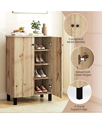 Gouun 4-Tier Shoe Cabinet with 2 Doors and Removable Shelves