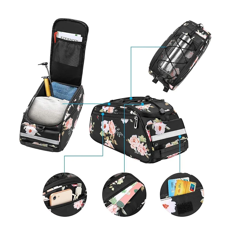 Aoligeijs Bike Rack Bag Waterproof Bicycle Trunk with Shoulder Strap, Rear Seat Carrier Storage for Commuting Travel Cycling