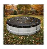 Ic Iclover ft Round Pool Cover for Above Ground Pools, 500D Waterproof Heavy-Duty Protector with Windproof Straps