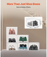 Gouun Stackable Clear Shoe Organizer Boxes with Magnetic Door, 6 Pack, Us Size 13
