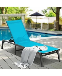 Gouun 5-Position Aluminum Patio Chaise Lounge, Folding Pool Recliner, 400 lbs