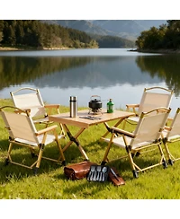 Gnuadz Easy Push-in Clip Folding Camping Chair Wooden Outdoor leisure equipment
