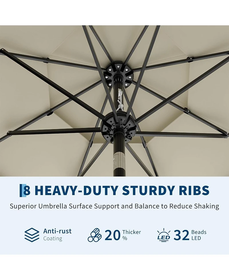 gaomon 10Ft 3-Tier Patio Umbrella, Outdoor Table Umbrella with Vents, Easy Crank and Push Button Tilt, Market 8 Sturdy Ribs for Pool