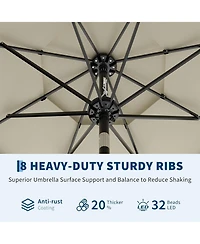 gaomon 10Ft 3-Tier Patio Umbrella, Outdoor Table Umbrella with Vents, Easy Crank and Push Button Tilt, Market 8 Sturdy Ribs for Pool