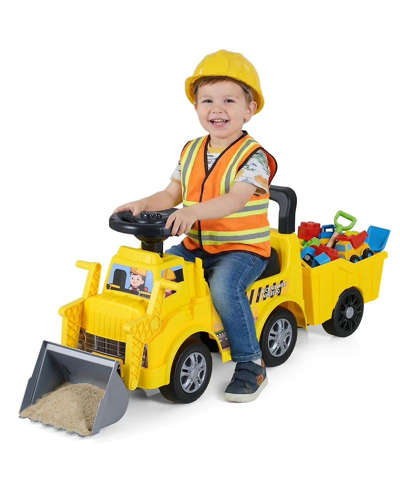 Slickblue Ride On Digger Truck with Shovel and Hidden Under Seat Storage