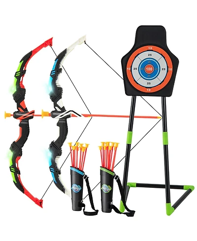 Slickblue Youth Archery Bow Set with Led Light Up Bow and 20 Suction Cup Arrows for Kids