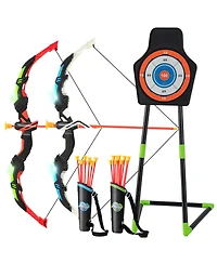 Slickblue Youth Archery Bow Set with Led Light Up Bow and 20 Suction Cup Arrows for Kids