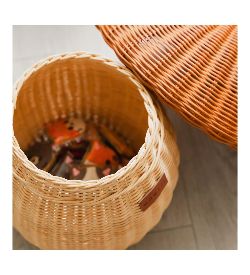 Momiji Mushroom Handcrafted Rattan Storage Basket - Wicker