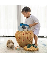 Momiji Strawberry Handcrafted Rattan Storage Basket with fabric lining
