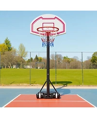 Mecale Kids Basketball Hoop, 5.2-6.9 ft Height Adjustable Stand with Rolling Wheels, Nylon Net, Portable Backboard Set