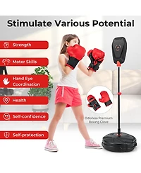 Costway Kids Punching Bag with Stand Height Adjustable Boxing Equipment with Gloves