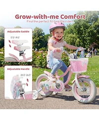 Slickblue Adjustable Kids Bike with Front Basket and Streamers