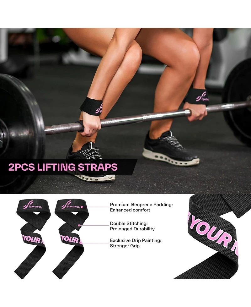 Sportneer Barbell Pad Set, 10 Pc Squat Pad Kit with Ankle Straps, Lifting Straps & Bands