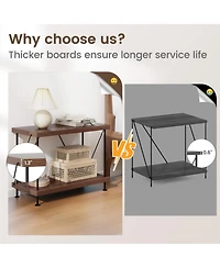 Gouun 2-Tier Industrial Display Shelf with Metal Frame