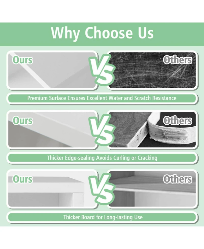 Gouun 3-Tier Cube Bookshelf with Drawers and Wall Anchor