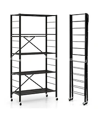 Gouun 5-Tier Foldable Metal Storage Shelving Unit on Wheels